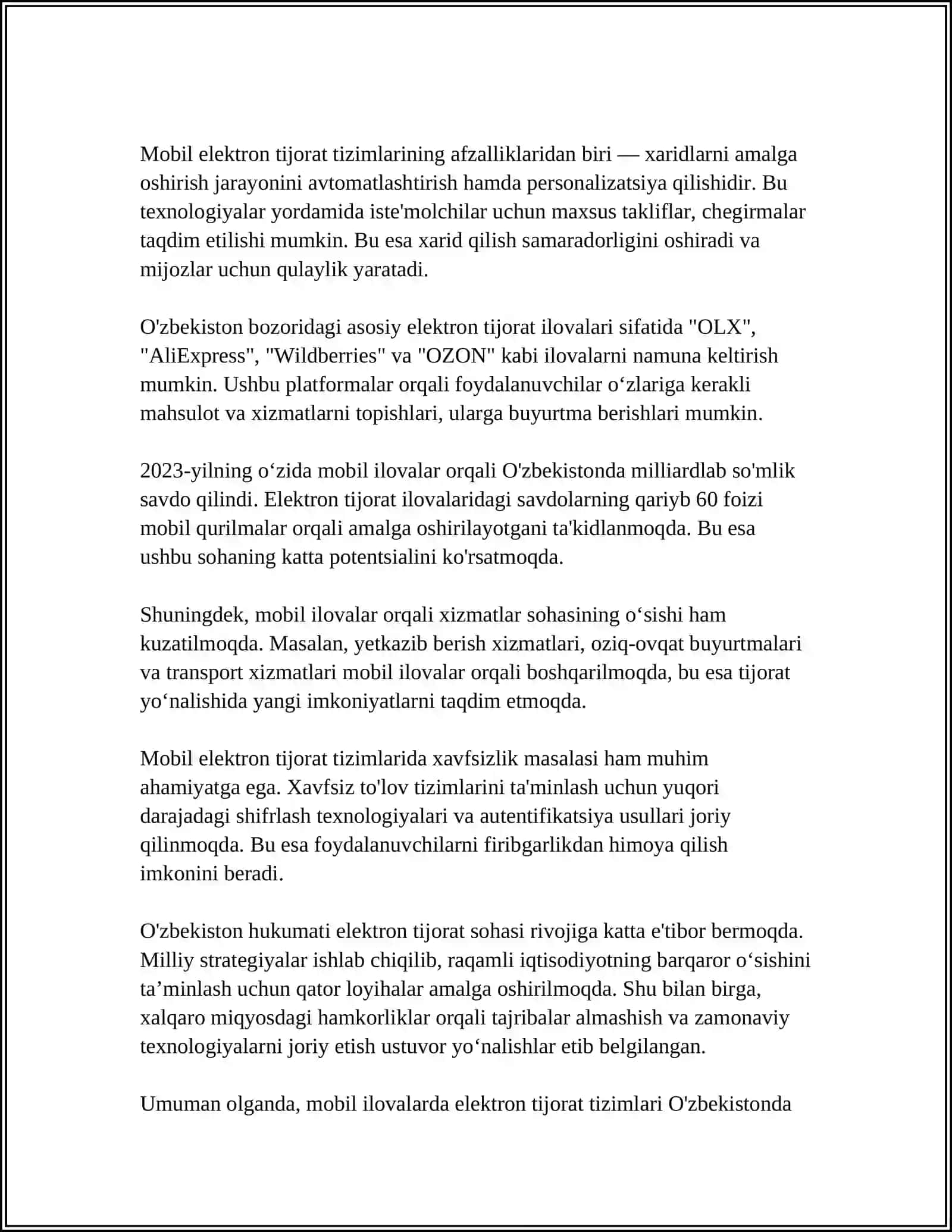MOBIL TEXNOLOGIYALARDA ELEKTRON TIJORAT TIZIMLARIDAN FOYDALANISH 4