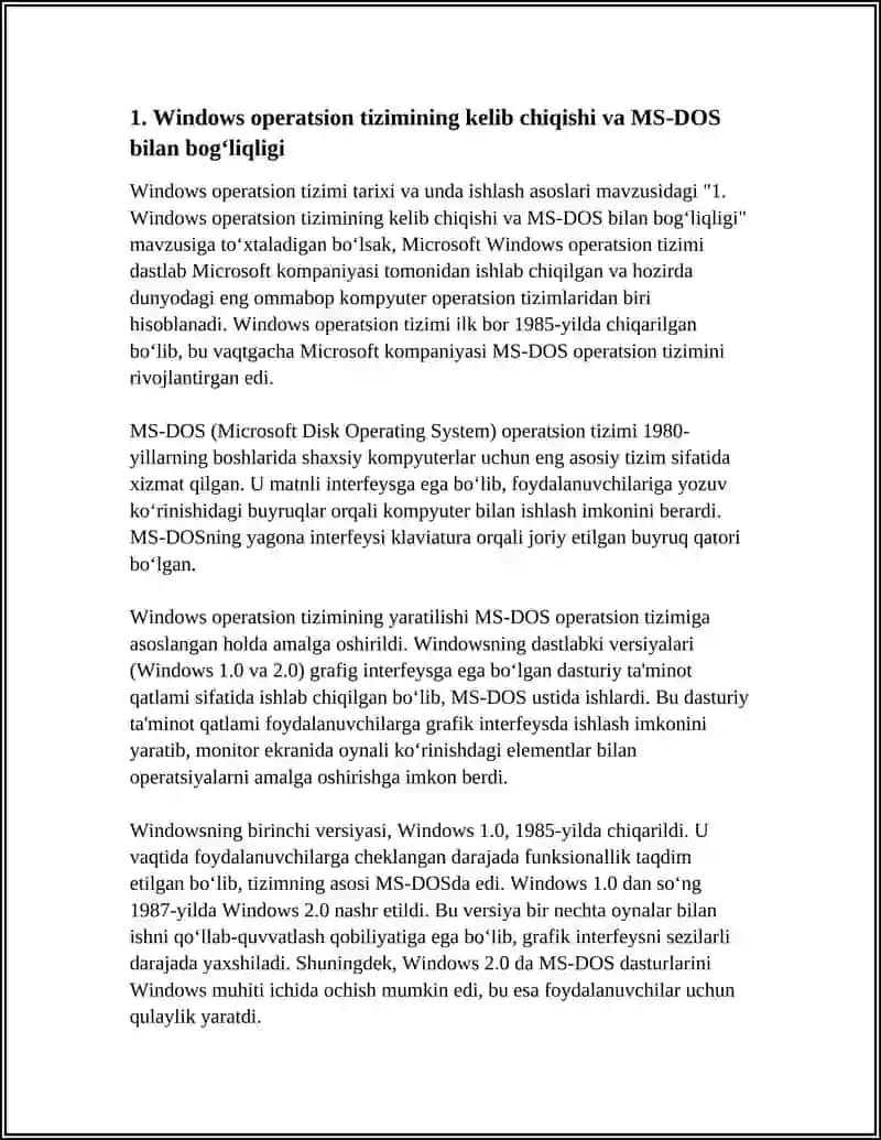 WINDOWS OPERATSION TIZIMI TARIXI VA UNDA ISHLASH ASOSLARI 4