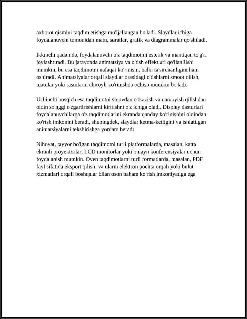 KOMPUYUTERDA DISPLAY DASTURLARI BILAN ISHLASH TEXNALOGIYALARI. NAMOYISH DASTURLARI 4