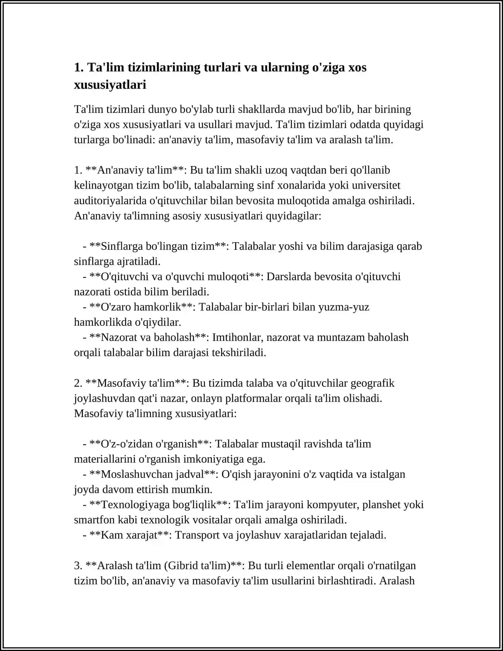 JAHON PEDAGOGIKA FANI RIVOJINING DAVRIY VA TIPOLOGIK XUSUSIYATLARINI TAHLIL ETISH "JAHON MAMLAKATLARI TAʼLIM TIZIMI"MAVZUSIDA OʻQUV LOYIHALARINI TAYYORLASH 4