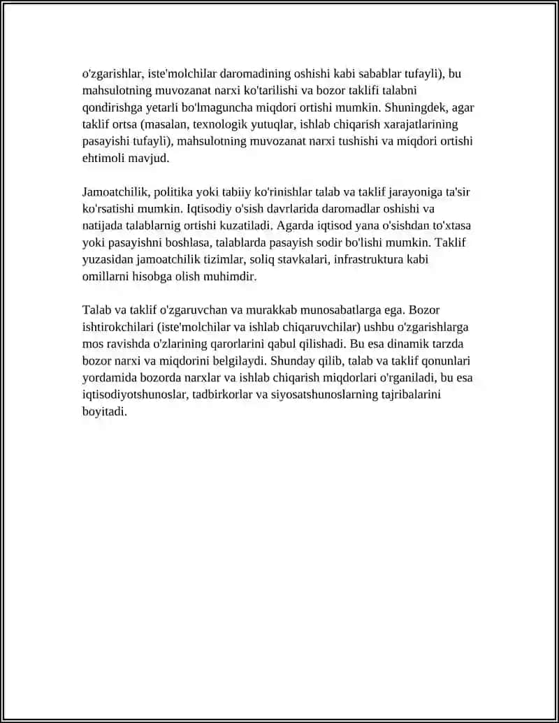 TALAB VA TAKLIFNING BOZORDAGI TA'SIRI 4