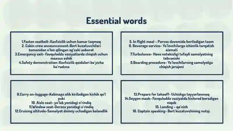 Flight attendants“Cabin crew- Vocabulary and Present Passive” 4
