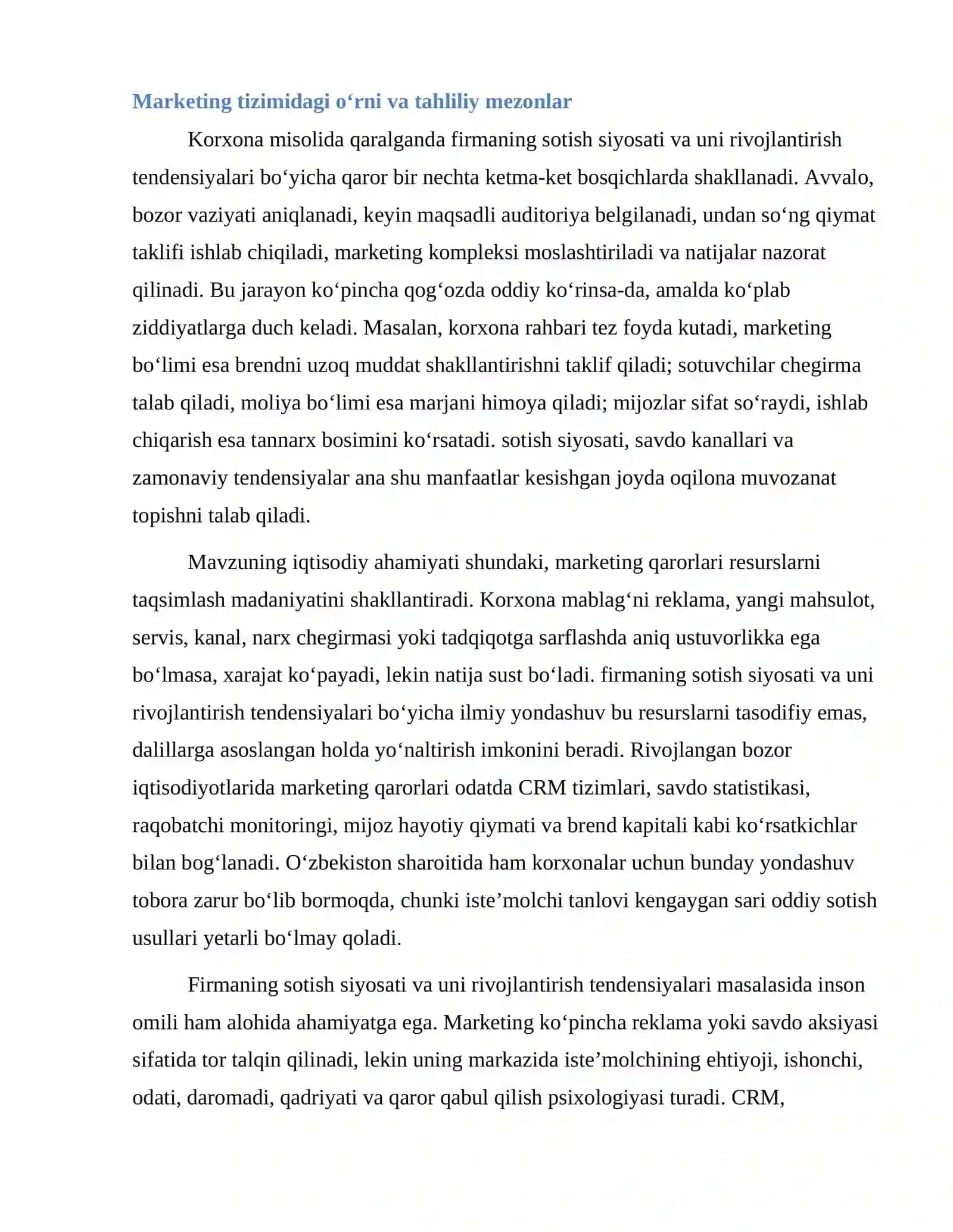 Firmaning sotish siyosati va uni rivojlantirish tendensiyalari 4