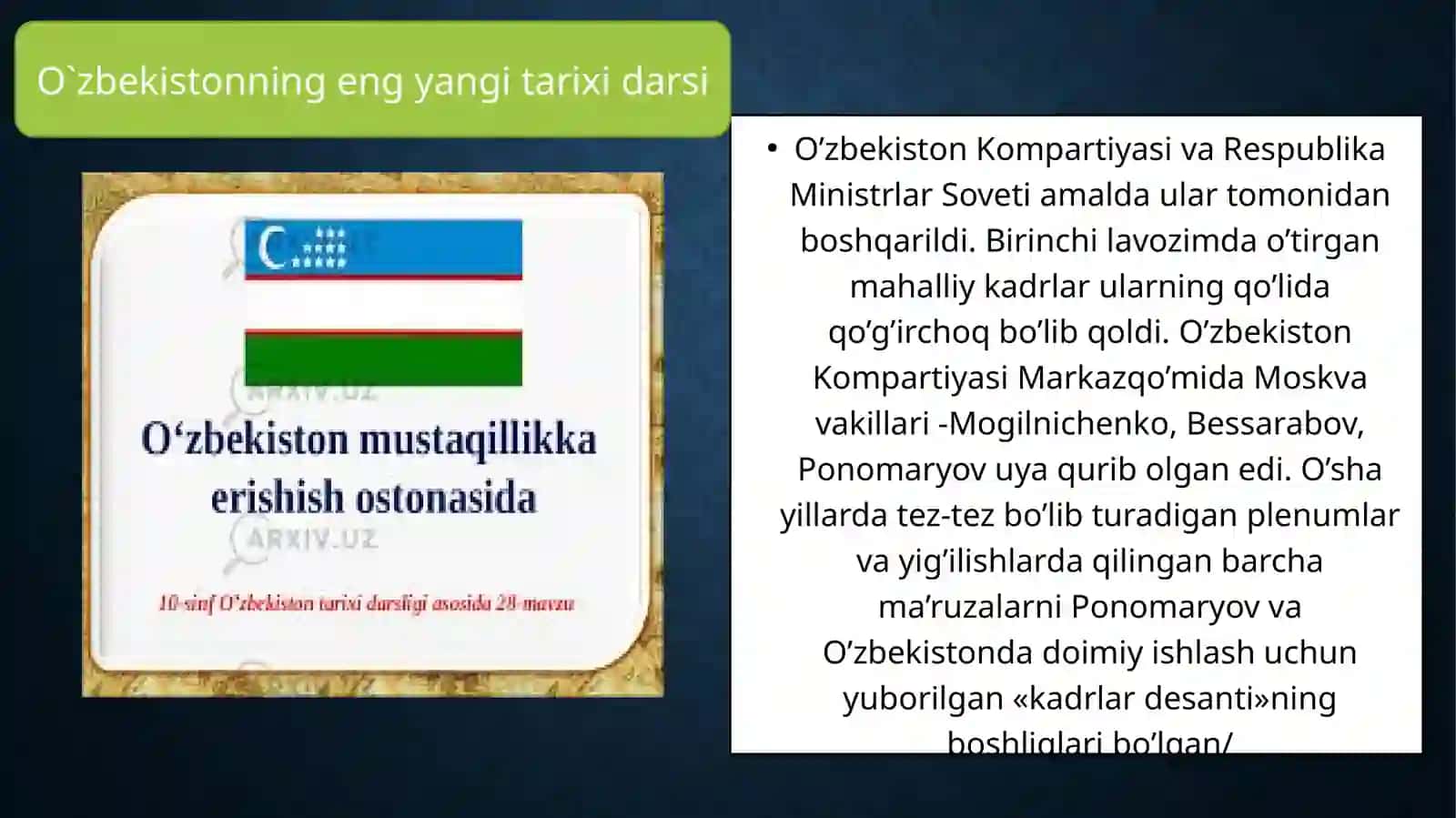 «Kadrlardesanti» O'zbekistonliklar jamiyatni qayta qurish islohotlari 4