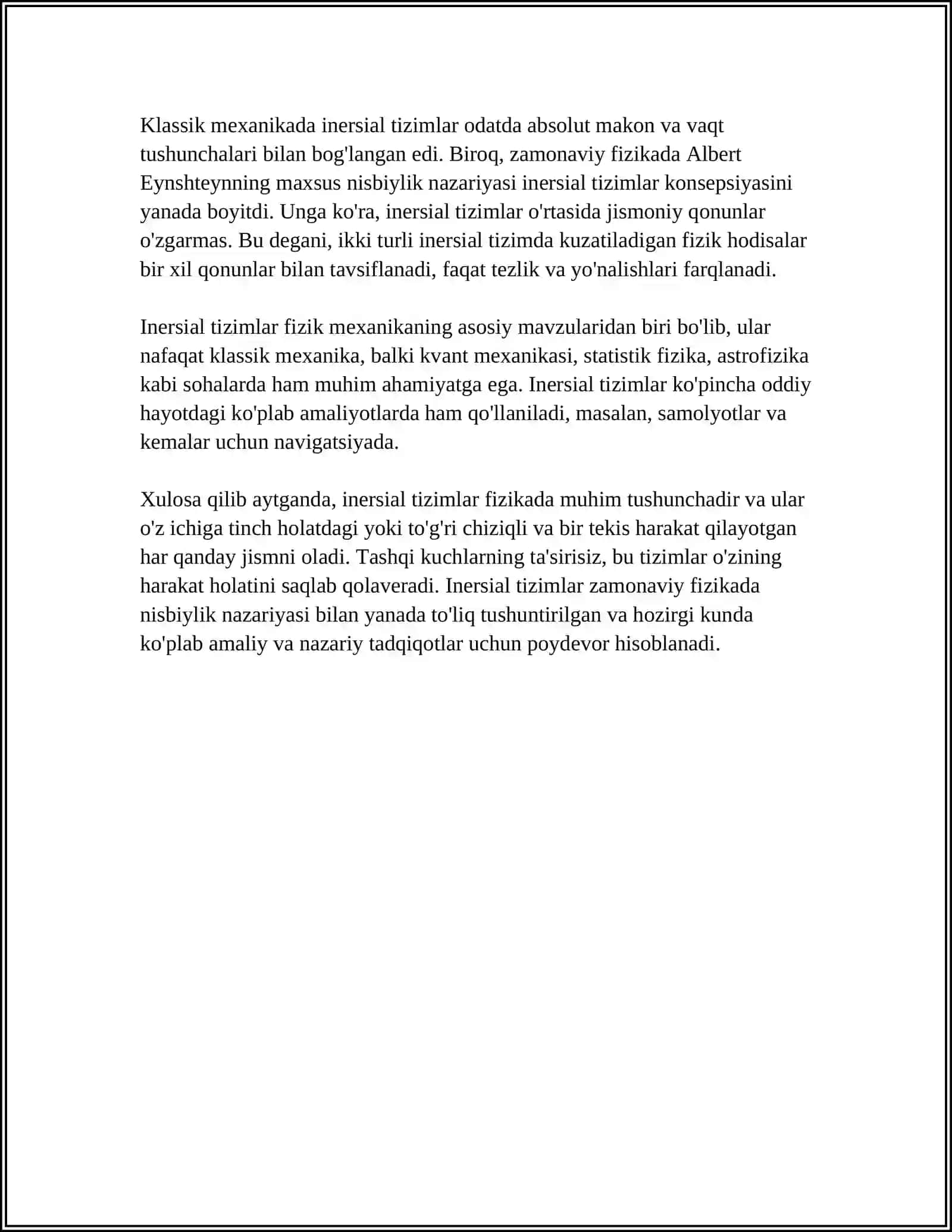 INERSIAL VA NOENIRSIAL TIZIMLARI. GALILIYNING NISBIYLIK NAZARYASI 4