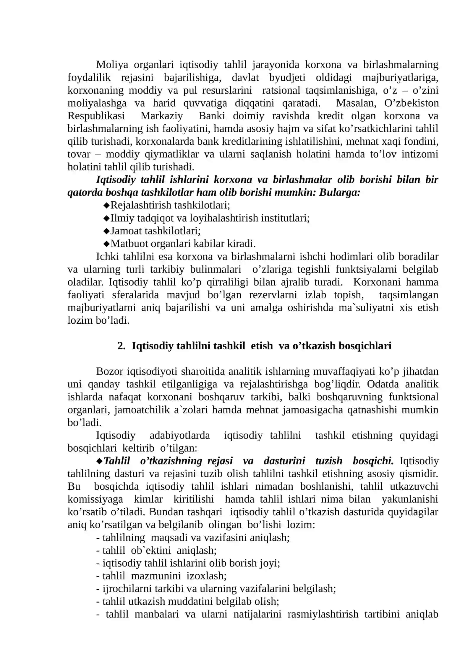 Xo’jalik sub`ektlarida tahlil ishlarini tashkil qilish va manbalar bilan ta`minlash 4