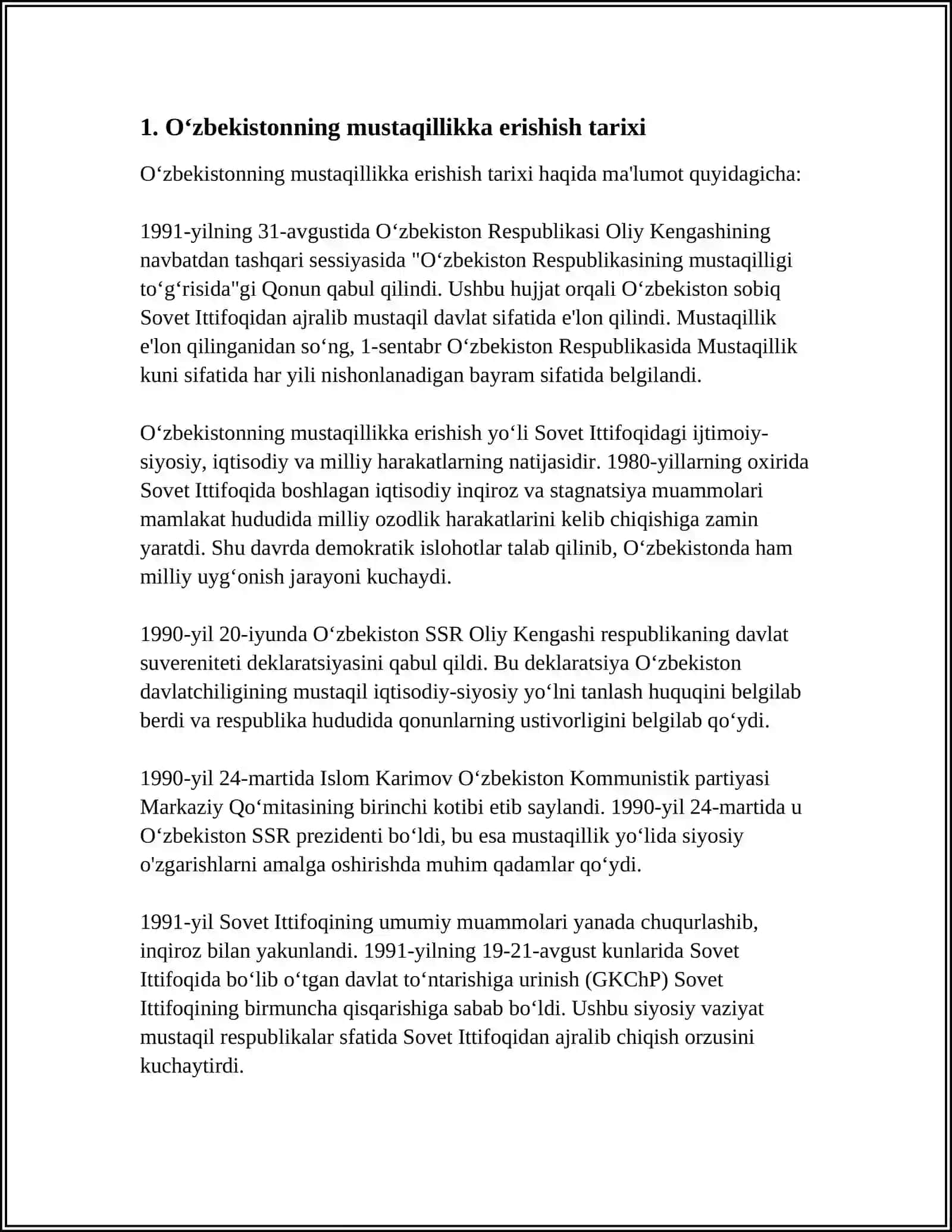 HISTORY OF UZBEKISTAN: MUSTAQIL 4
