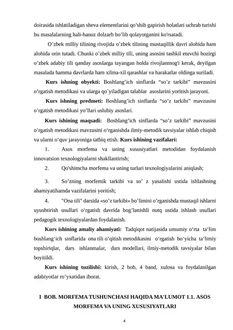 "BOSHLANG’ICH SINFLARDA “SO’Z TARKIBI” MAVZUSINI O’RGATISH METODIKASI" 4