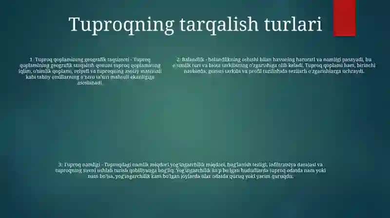Tuproqlar Geografik Tarqalishining Asosiy Qonuniyatlari 4