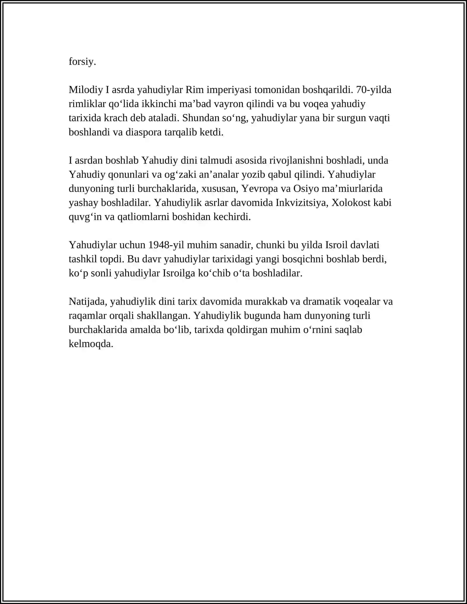 YAHUDIYLIK TA'LIMOTI,AN'ANALARI VA MAROSIMLARI 4