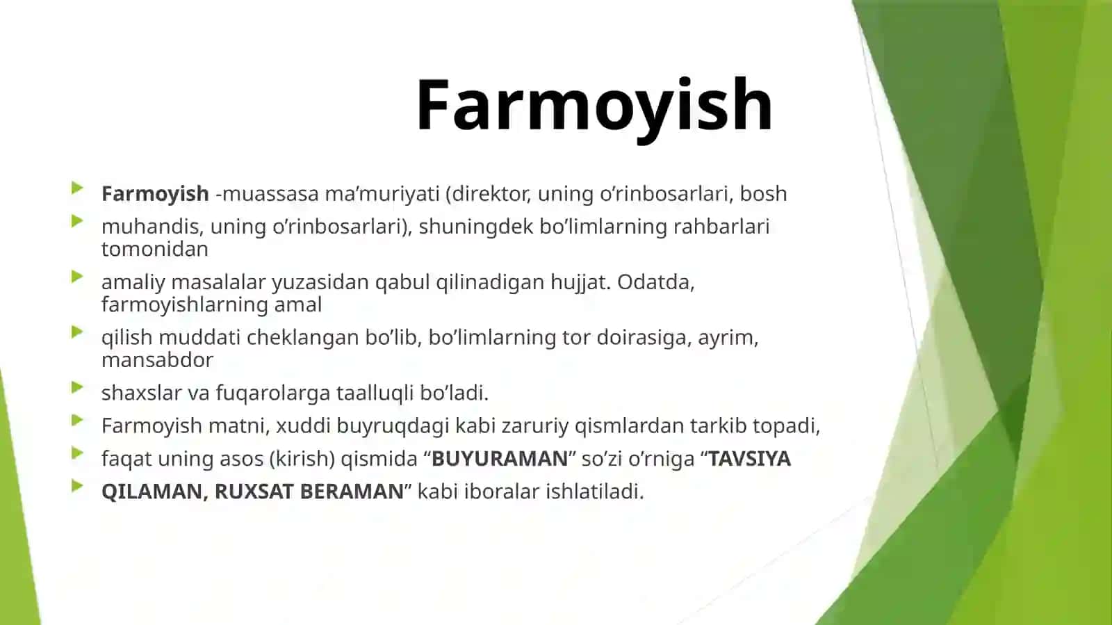 FARMOYISH HUJJATLARIGA OID TAQDIMOT 4