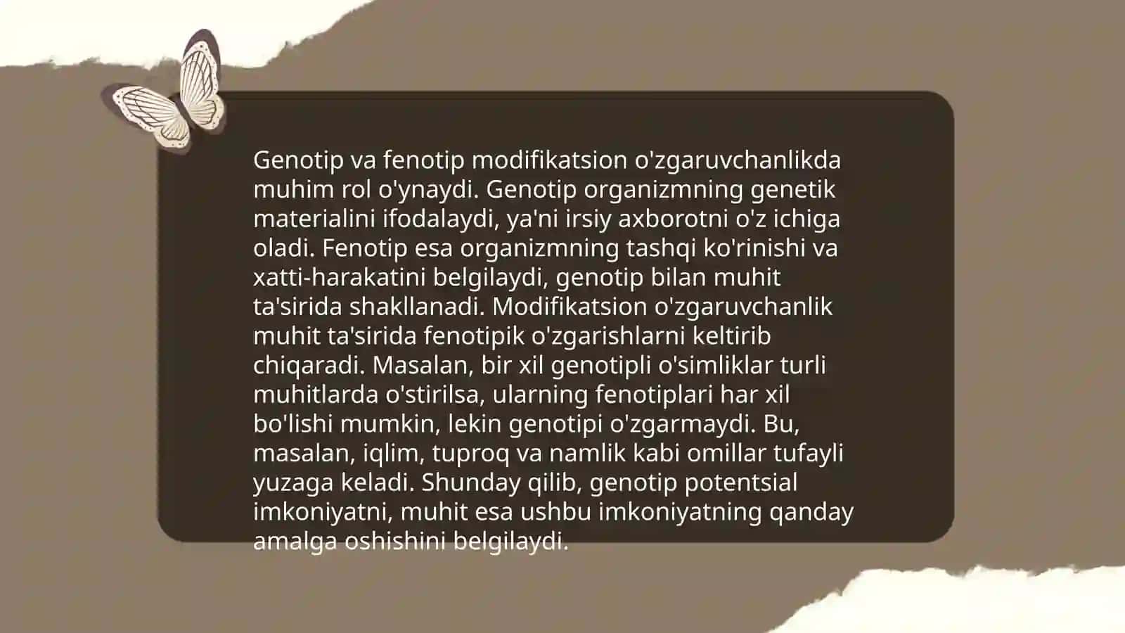 Modifikatsiyon oʻzgaruvchanlik haqida tushuncha 4