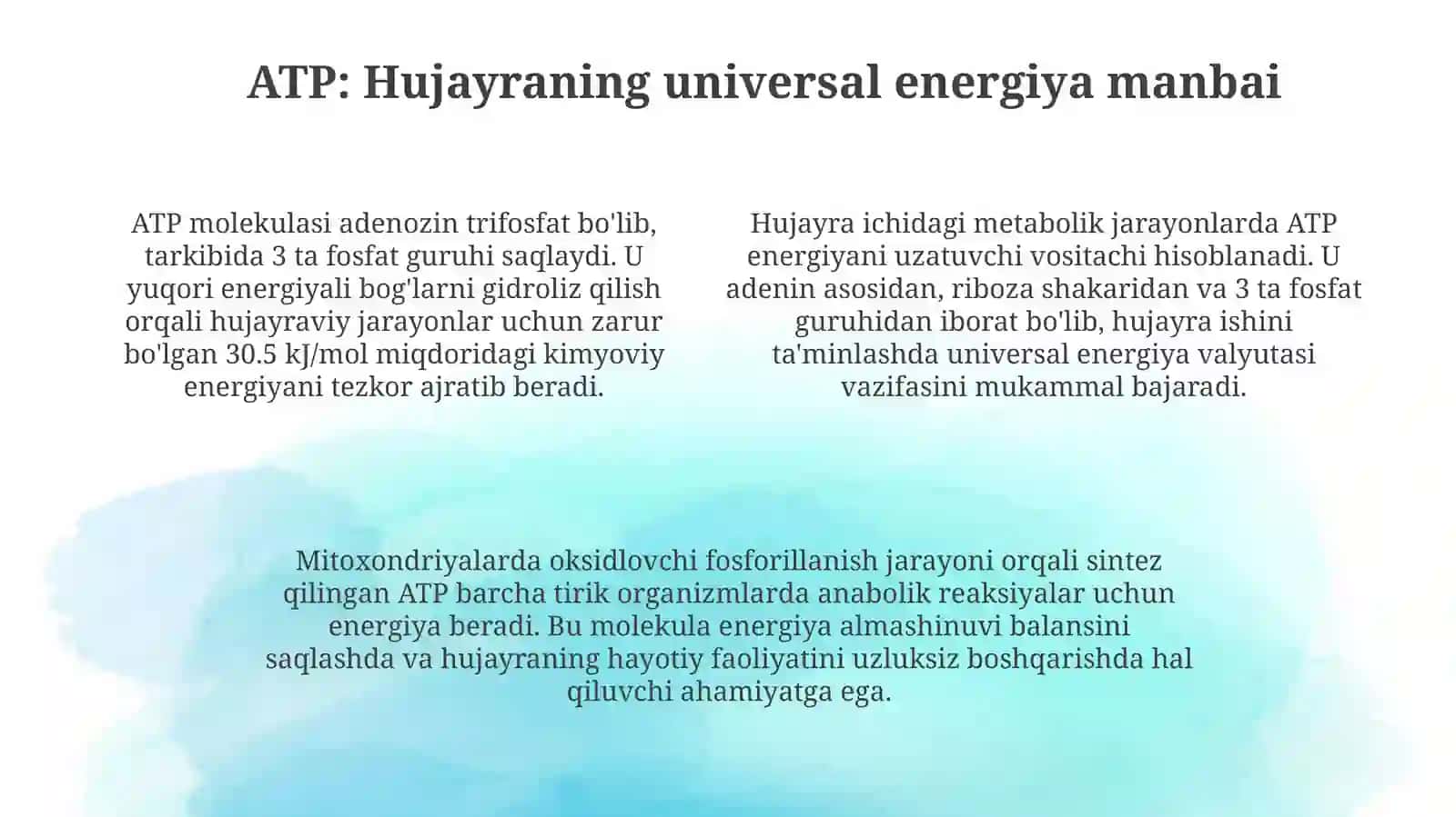 Metabolizm va energiya almashinuvi asoslari 4