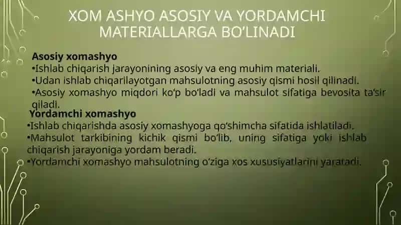 O‘zbekiston sanoatining xomashyo manbai va uni joylashtirish 4