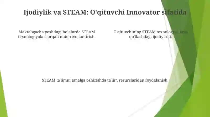 O'qituvchining STEAM Texnologiyalarini Qo'llashdagi Rolini 4