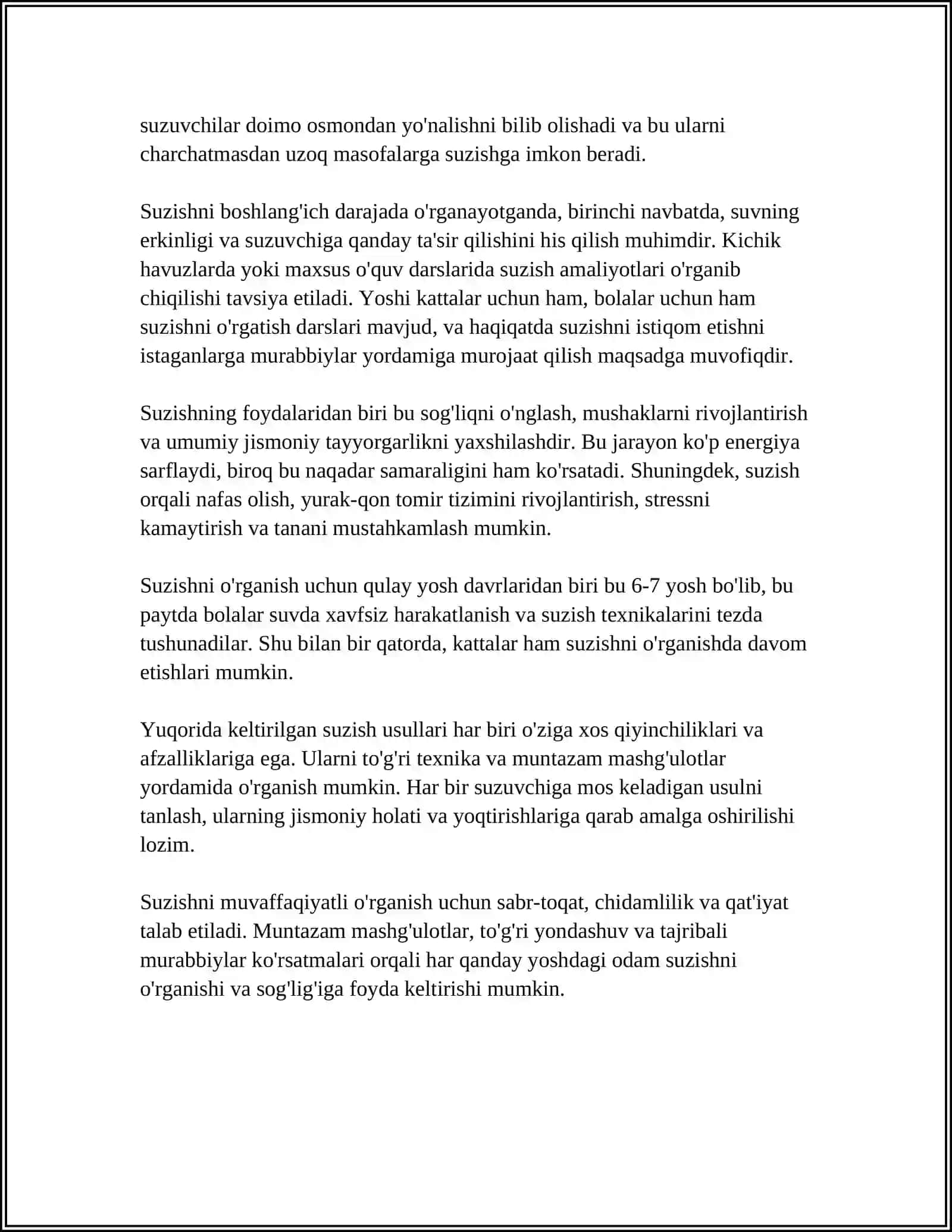 Mavzu: SUZISH USULLARI O'RGATISH VA O'ZLASHTIRISH BO'YICHA MASHQLAR 4