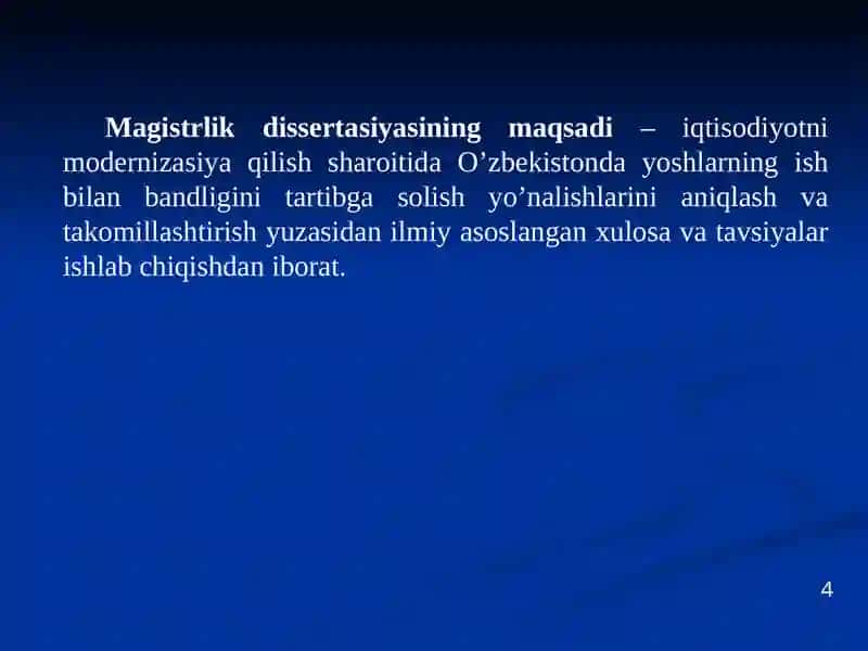 O'ZBEKISTONDA YOSHLARNING ISH BILAN BANDLIGINI OSHIRISHDA DAVLAT SIYOSATINING O’RNI 4