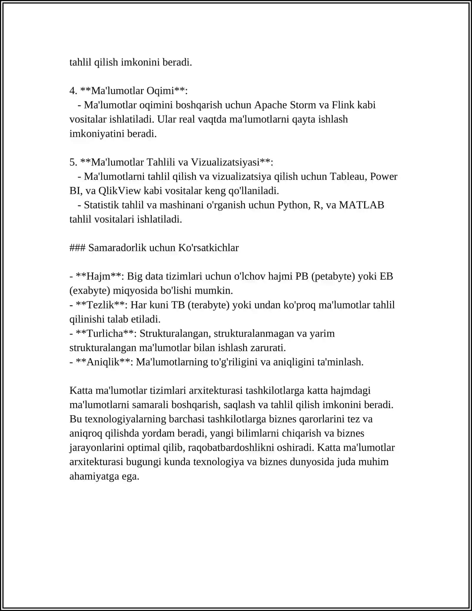 KATTA MA'LUMOTLAR TIZIMLARI VA ETLGA MA'LUMOTLARNI KIRITISH MAVZUSIDA MUSTAQIL ISH 4