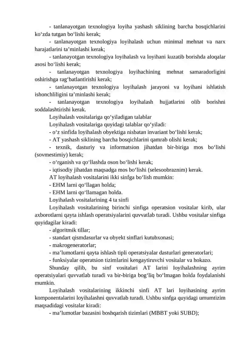 Axborot tizimlarini loyihalash texnologiyasi 4