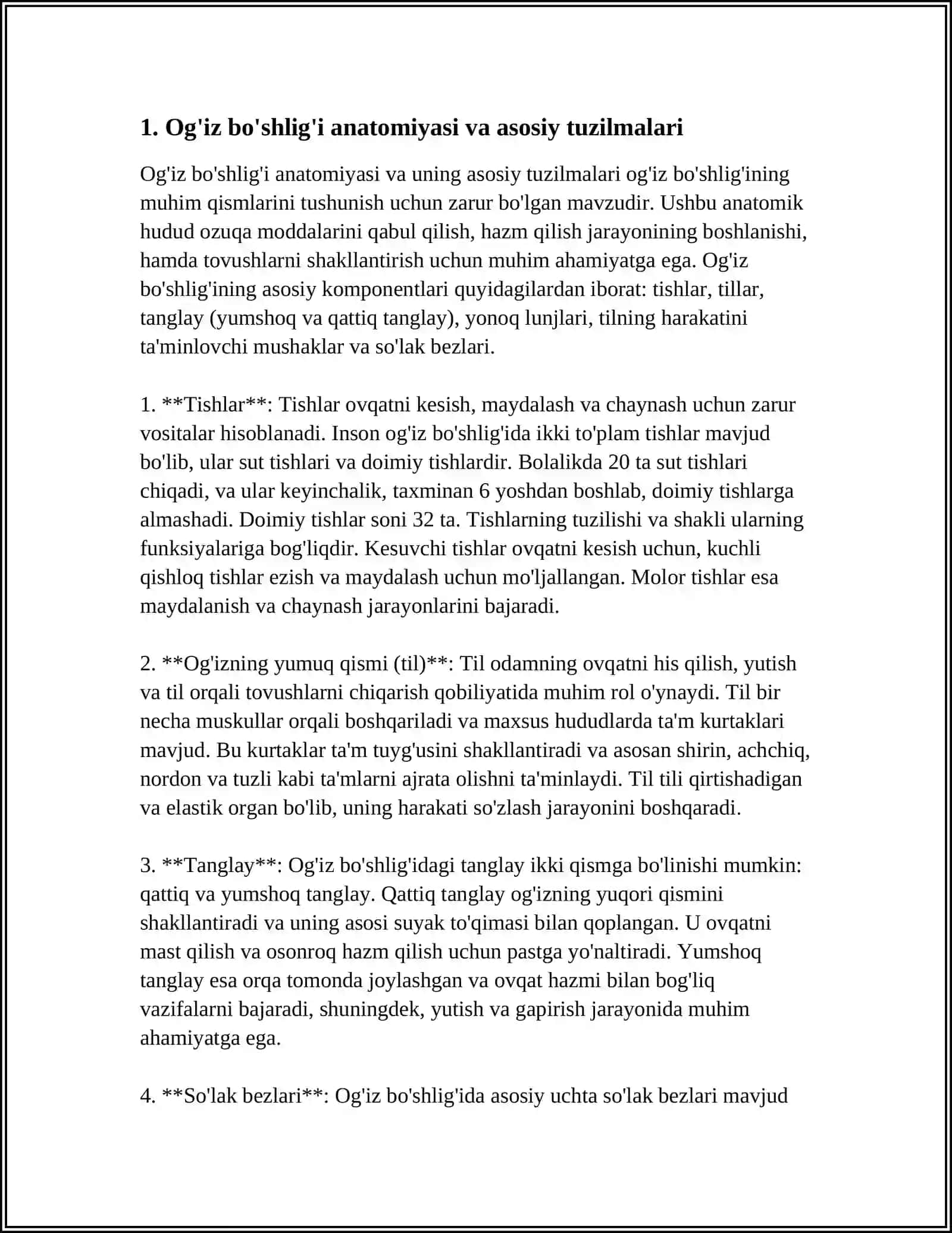 OGIZ BOSHLIGI TISHLAR ULARNING YOSHGA QARAB OZGARISHI TIL SOLAK BEZLARI YUMSHOQ TANGLAY VA HALQUM 4