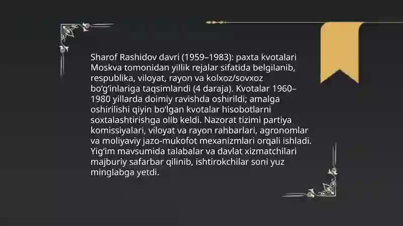 Sharof Rashidov davrida paxta ishi 4
