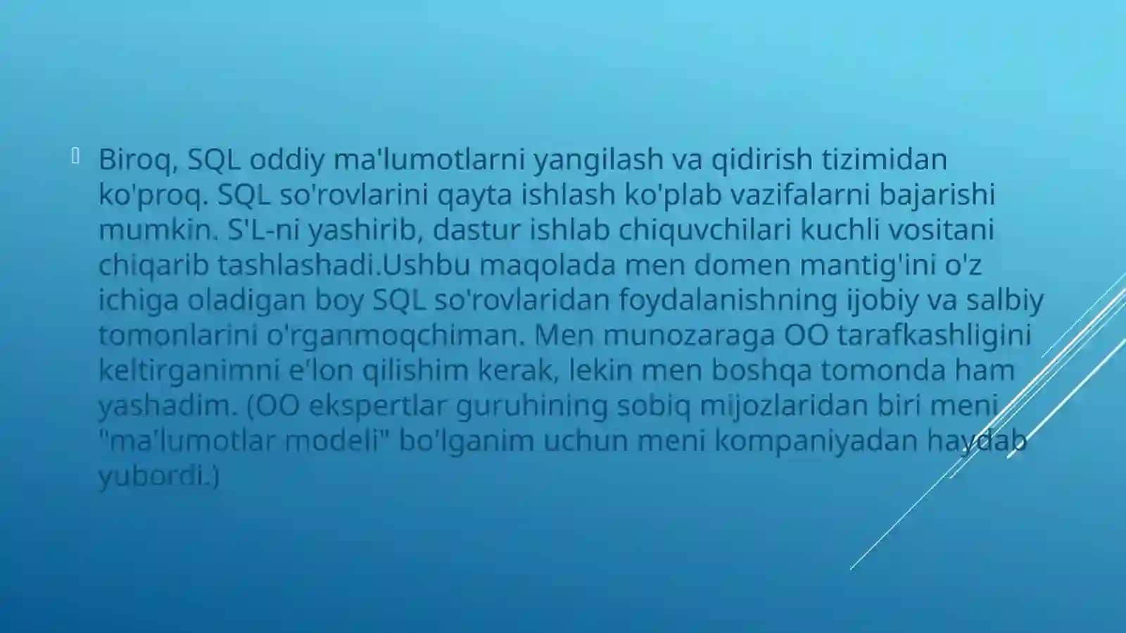Berilganlar bazasini boshqarish tizimining logistik modelini qurish 4