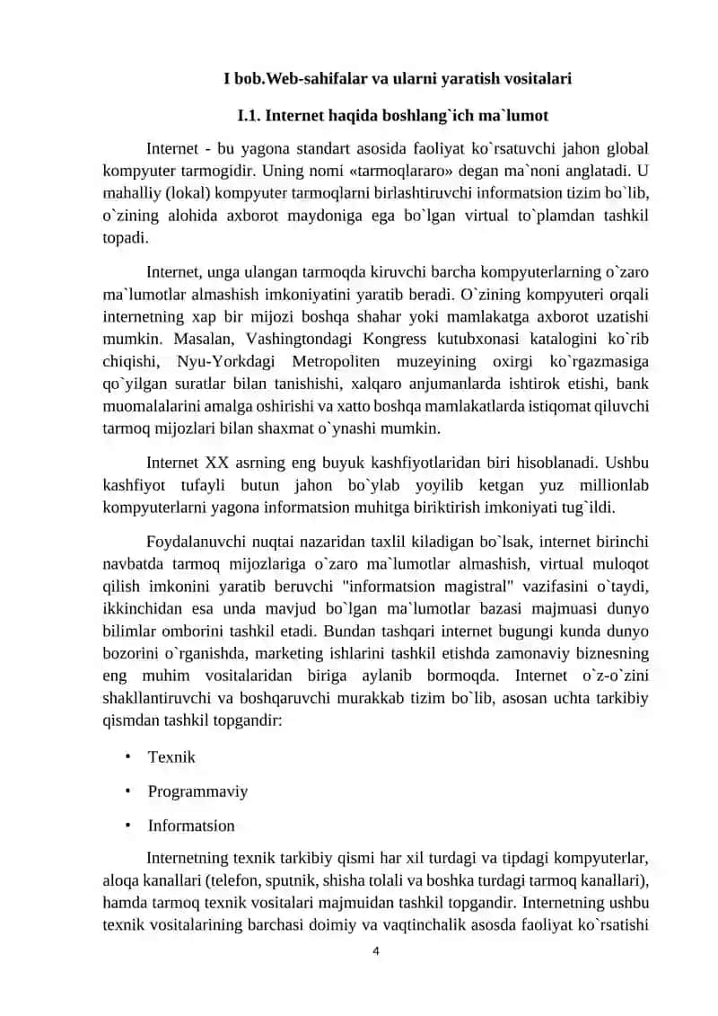 WEB SAHIFANING TUZILISHI VA ULARNI YARATISH IMKONIYATLARI HAMDA ASOSIY TUSHUNCHALARI 4