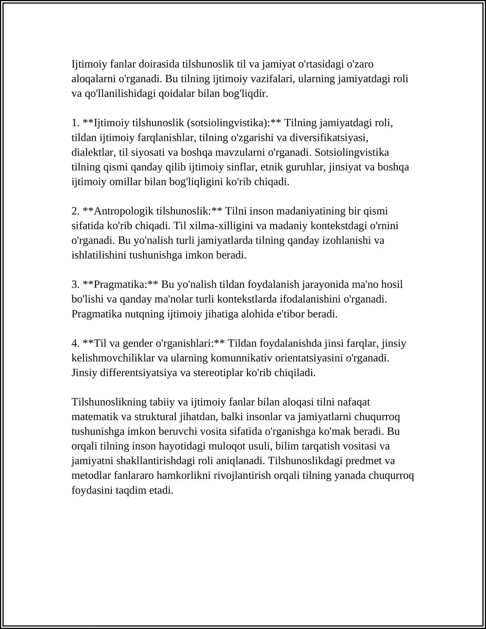 Tilshunoslikning predmet va metodlarini tabiiy va ijtimoiy fanlar nuqtayi nazaridan o'rganish 4