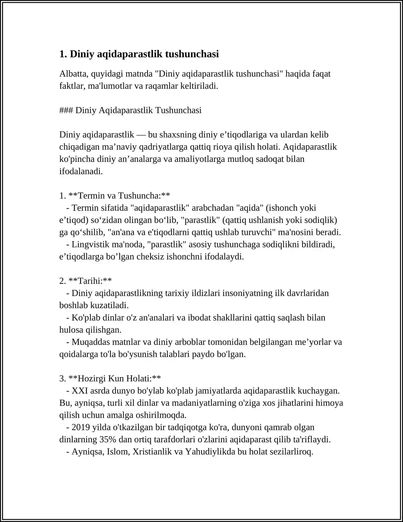 DINIY AQIDAPARASTLIK (FANATIZM), EKSTREMIZM PAYDO BOʻLISHINING IJTIMOIY-TARIXIY ZAMINLARI VA RIVOJLANISHI HAQIDA TAQDIMOT TAYYORLASH 4