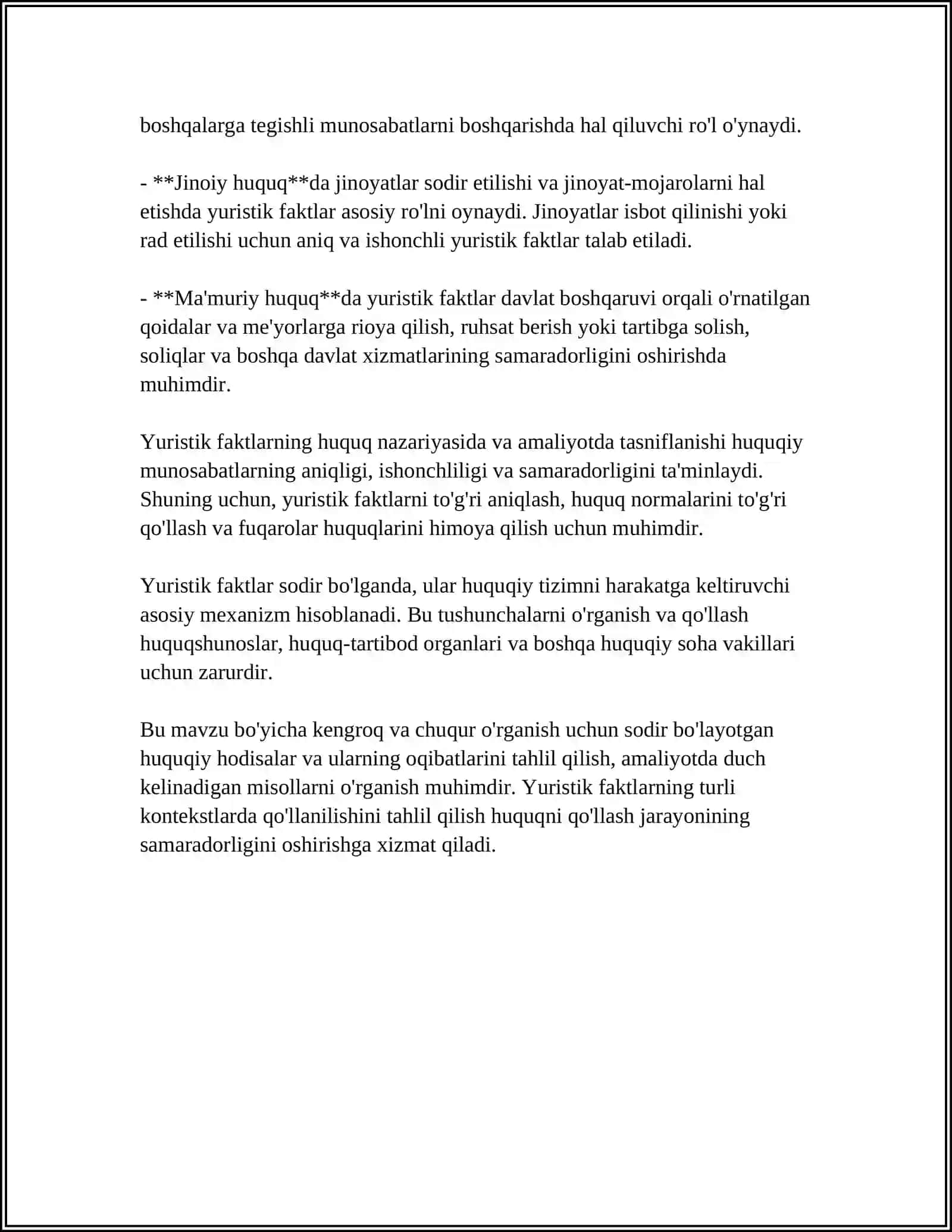 YURIDIK FAKT TUSHUNCHASI VA TURLARI 4