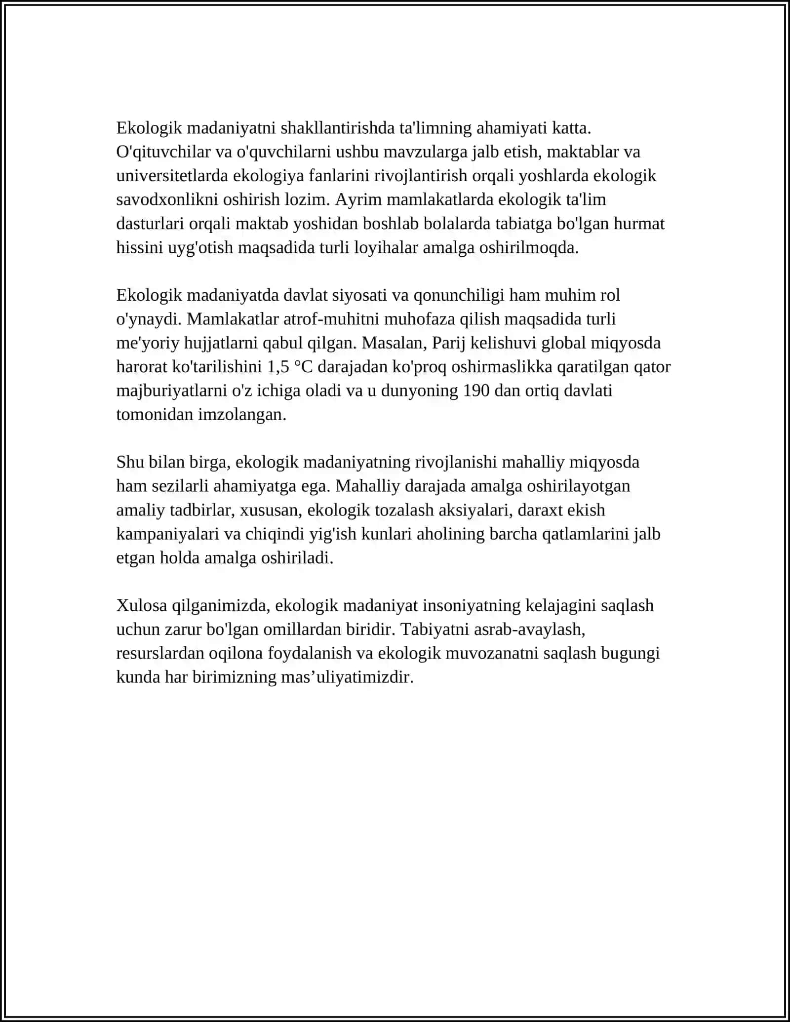 EKOLOGIK MADANIYAT FANINING OB’EKTI, PREDMETI VA FUNKSIYALARI 4