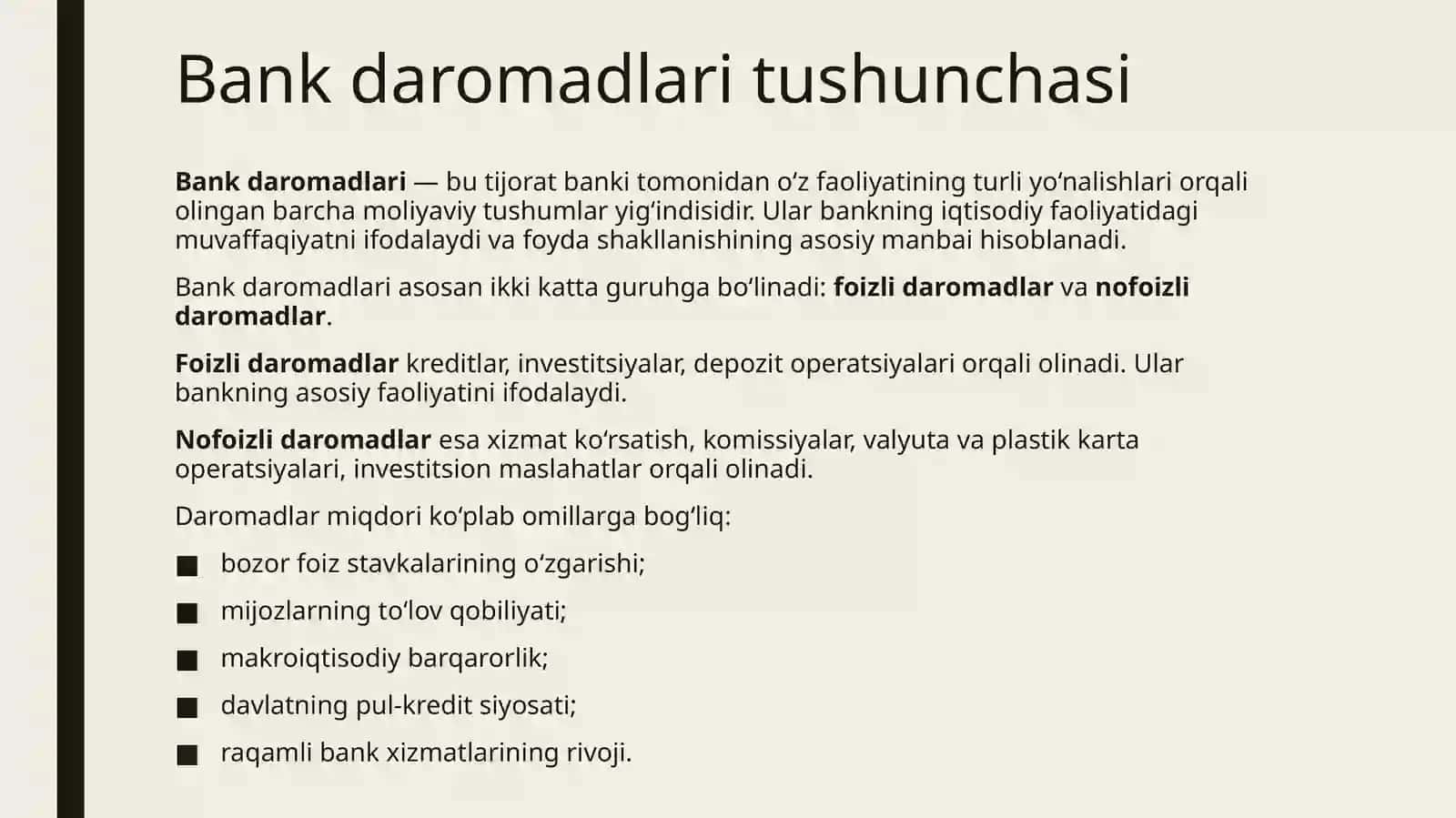 Bank sektorida daromad va xarajatlar ma’lumotlarini tahlili 4