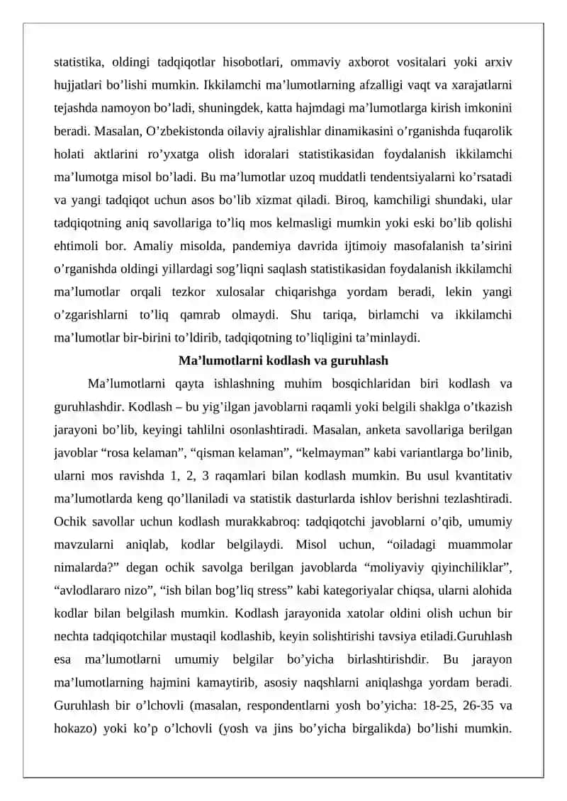 Sotsiologik Ma'lumotlarni Qayta Ishlash va Tahlil Qilishning Miqdoriy Metodlari 4