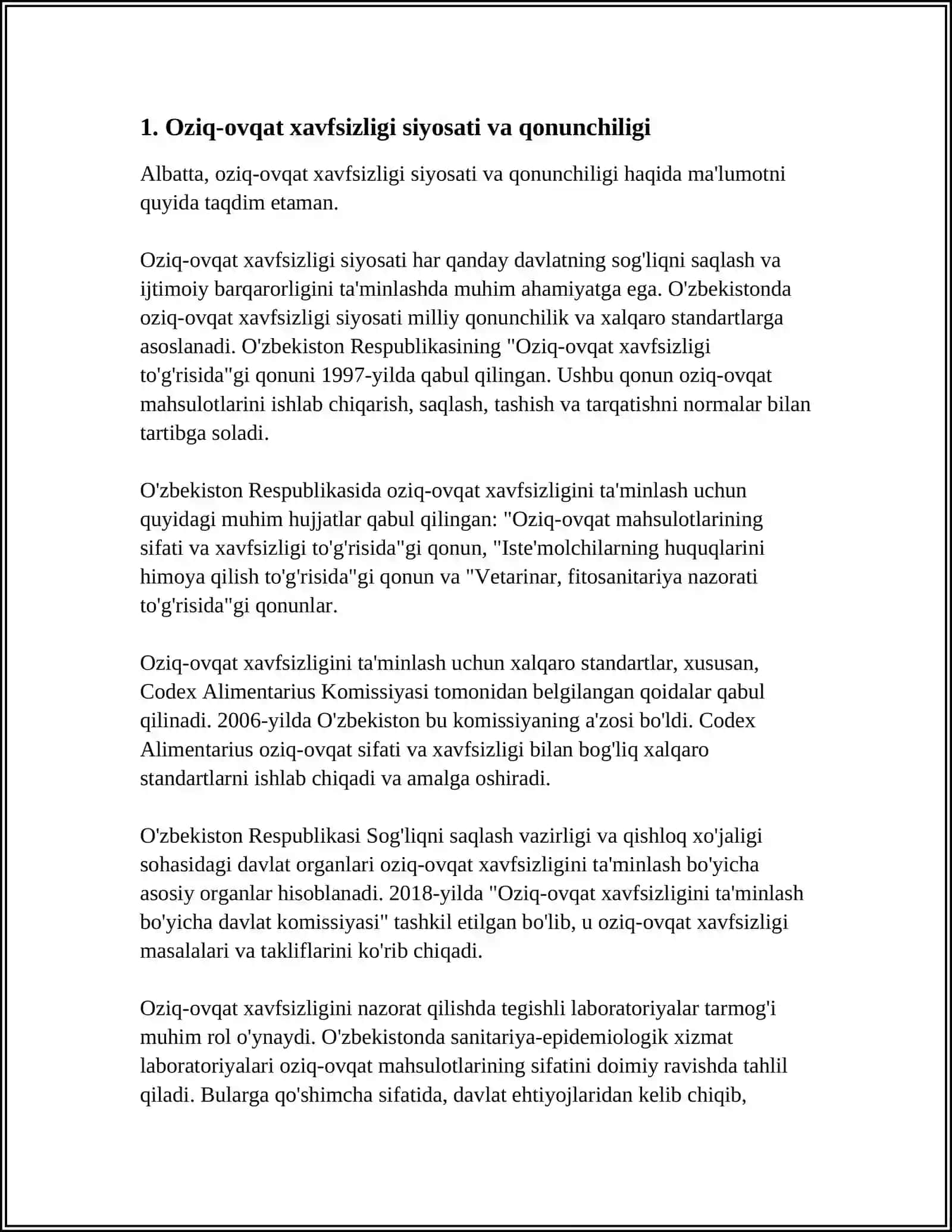 АGRAR SIYOSAT, OZIQ-OVQAT TA’MINOTI VA XAVFSIZLIGI MUAMMOLARI 4