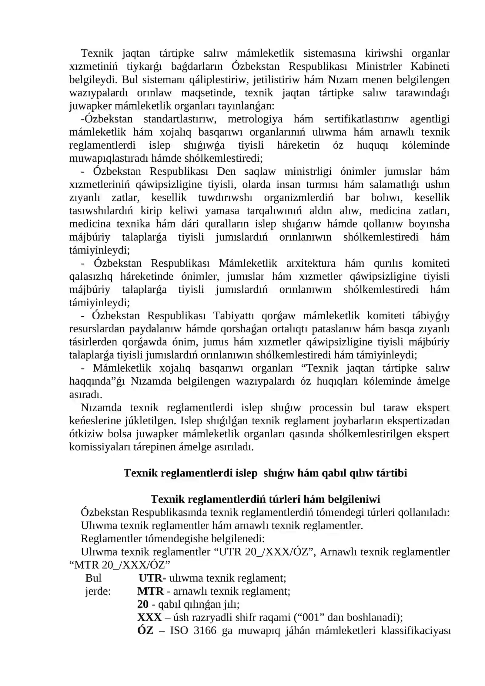 TEXNIK JAQTAN TÁRTIPKE SALÍW MÁMLEKETLIK SISTEMASÍ 4