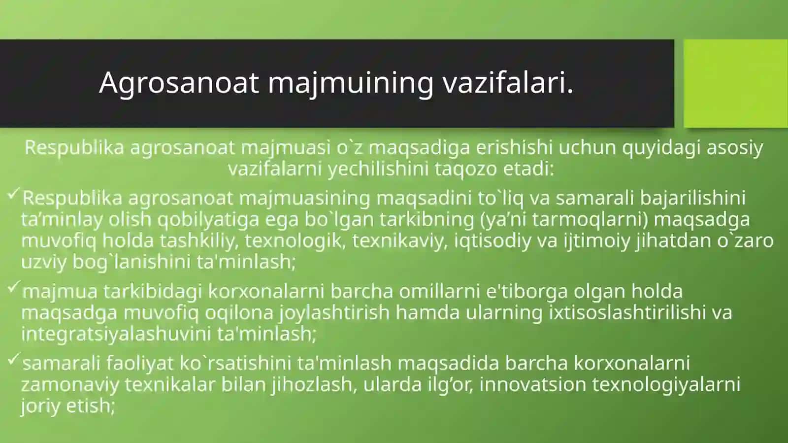 Mamlakat agrosanoat majmuasi va uning rivojlanishidagi mintaqaviy xususiyatlari 4