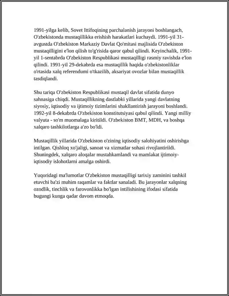 O'zbekiston Mustaqilligi Tarixiy Zaminlari 4