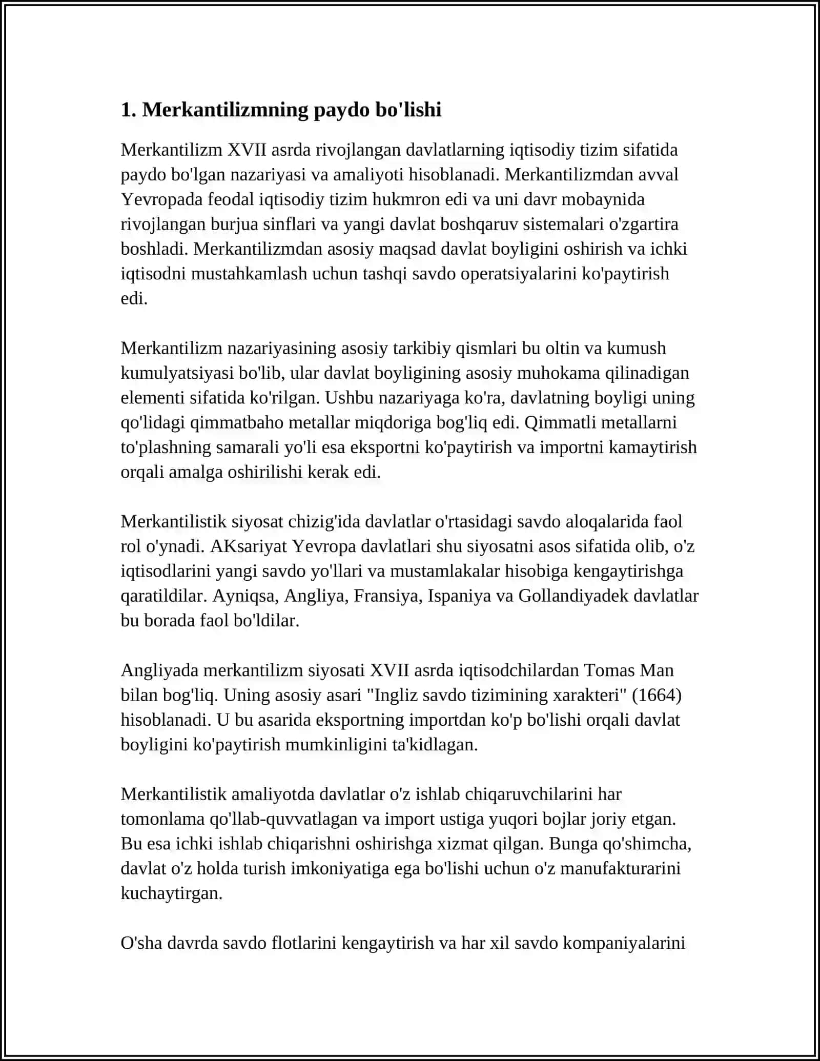 TURLI MAMLAKATLARDAGI MERKANTILIZM TALIMOTINING O’ZIGA XOS XUSUSIYATLARI 4