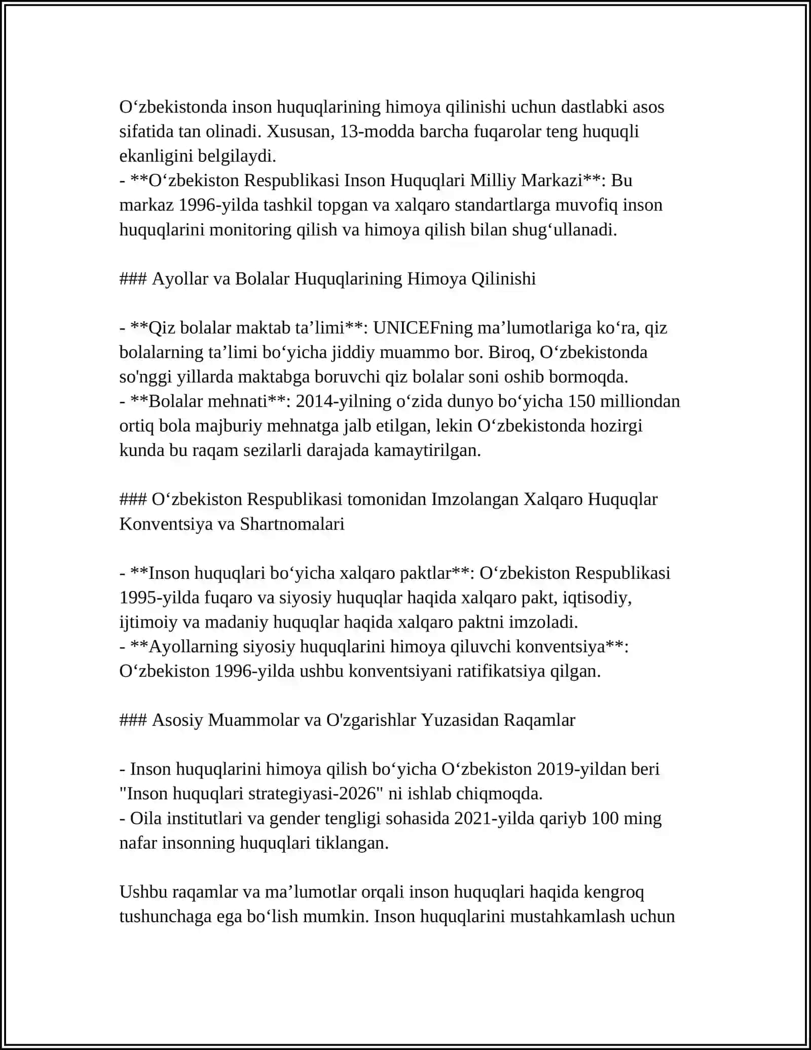 ISLOMDA INSON HUQUQLARI HIMOYASI, IJTIMOIY TENGLIK, ADOLAT VA TOLERANTLIK MAVZUSIDA KROSSVORD TAYYORLASH 4