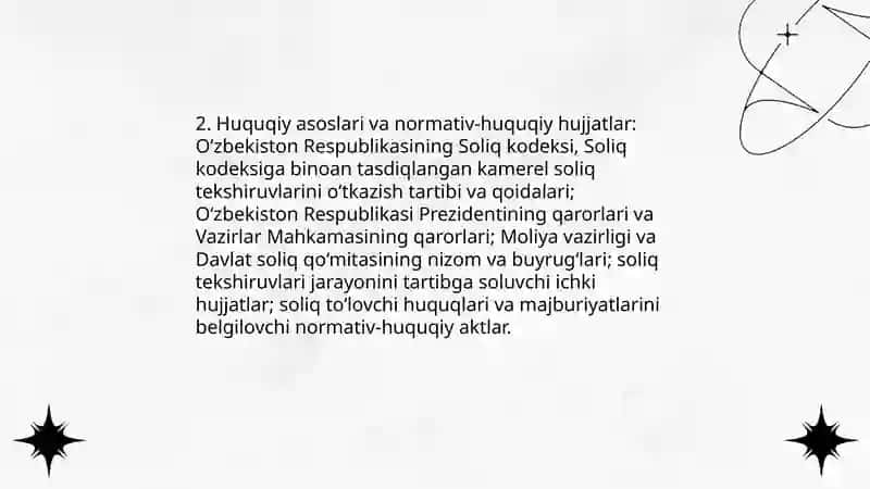 Kameral soliq tekshiruvlarini utqazish tartibi 4