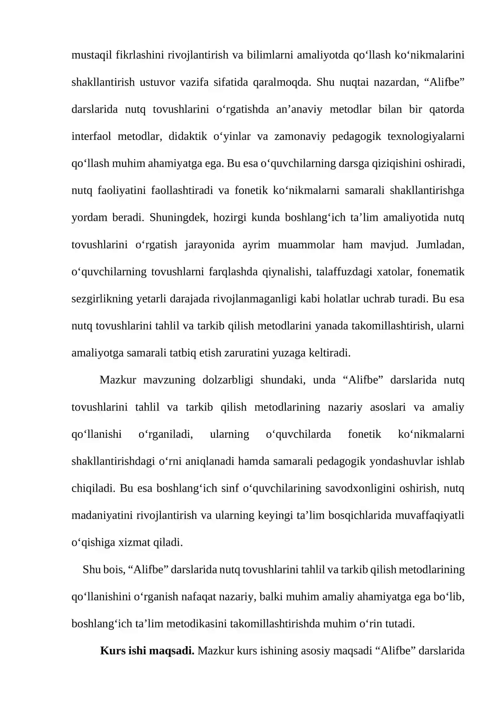 “ ”Alifbe” darslarida nutq tovushlarini tahlil va tarkib qilish metodlarining qo’llanishi” 4