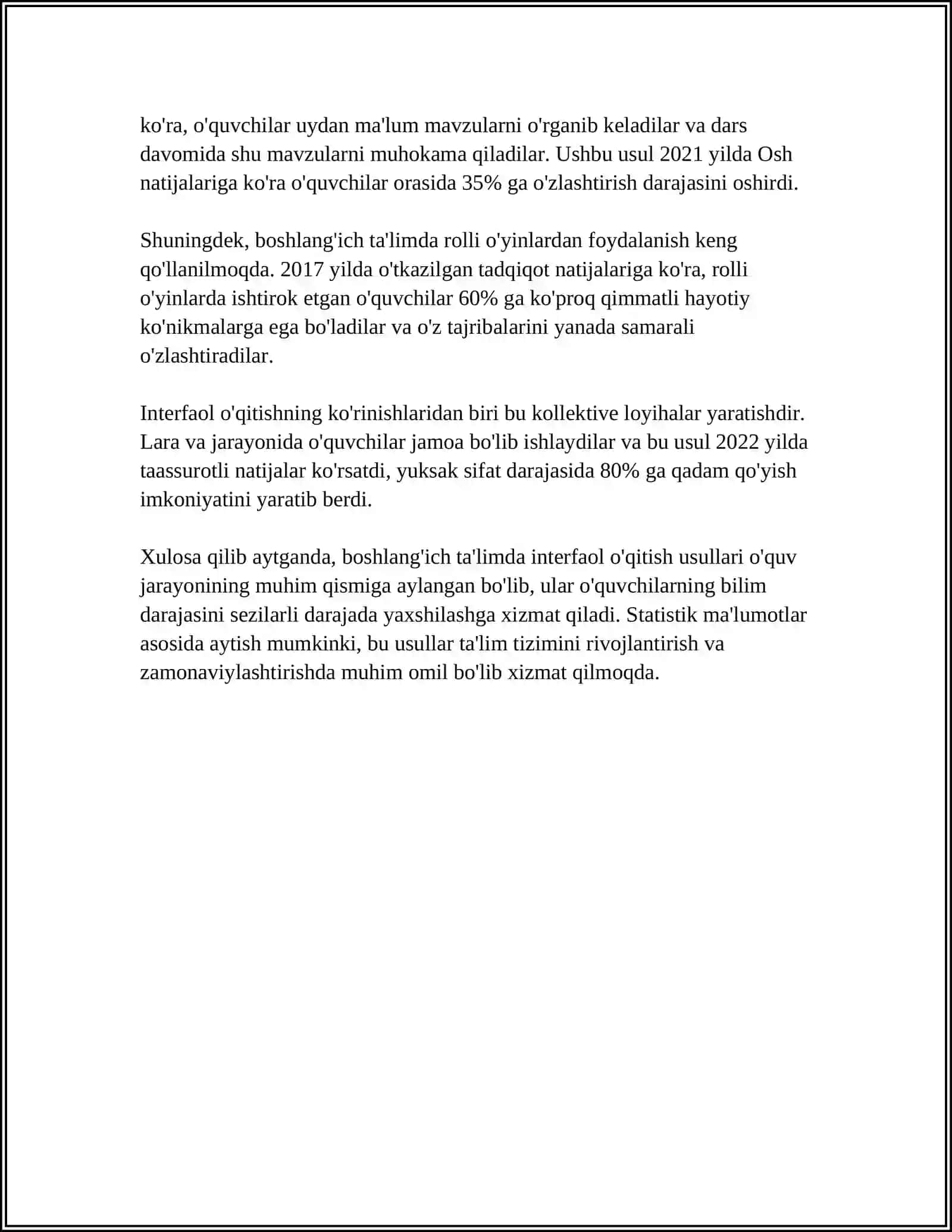 BOSHLANĞICH TA’LIM PEDAGOGIKASI FANINI ZAMONAVIY TENDENSIYALAR BILAN ÒRGANISH 4