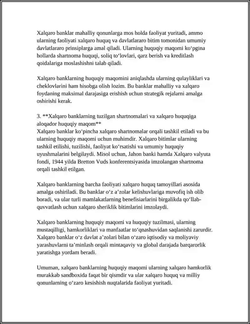 Xalqaro Banklarning Huquqiy Maqomi va Turlari 4