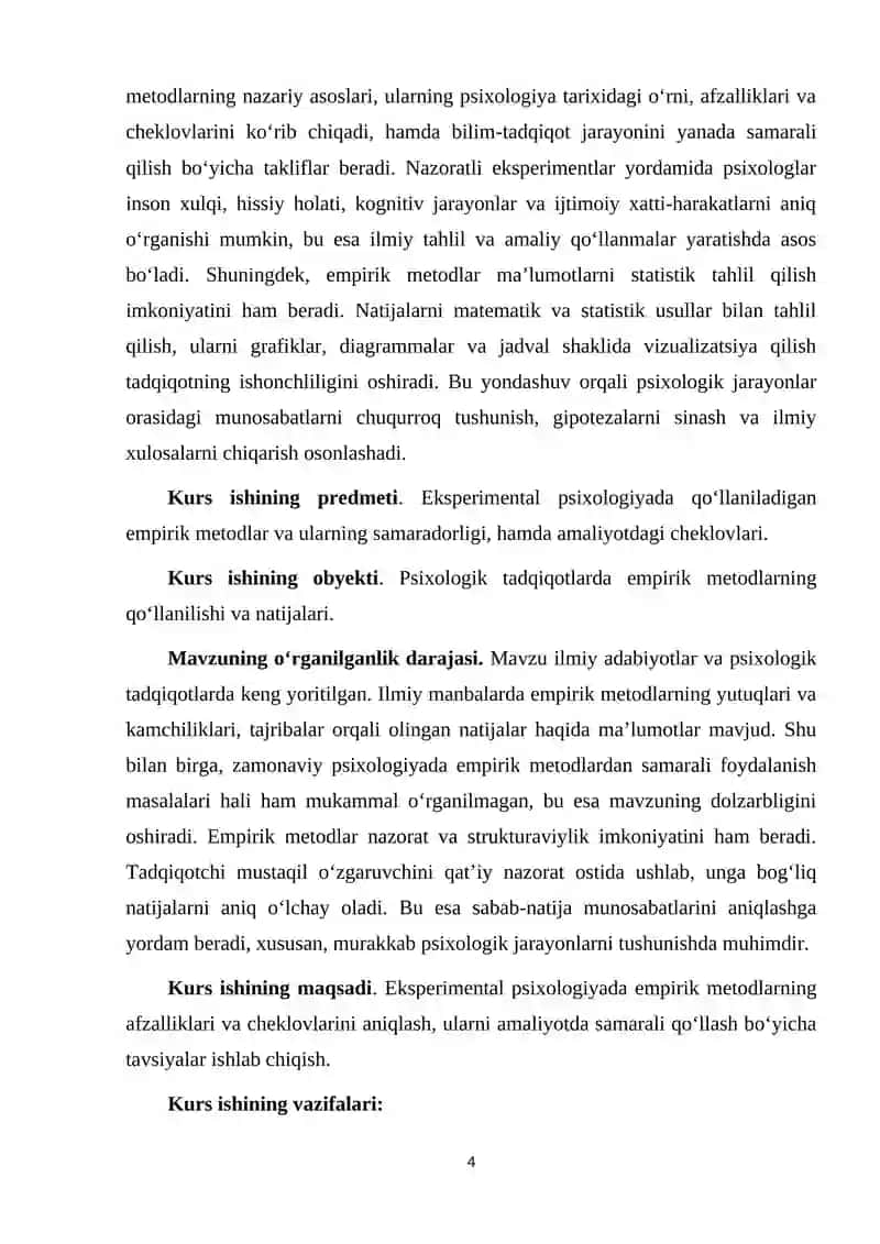 "Exsperimental psixolagiyada empetik metodlarning yutuq va kamchiliklari" 4