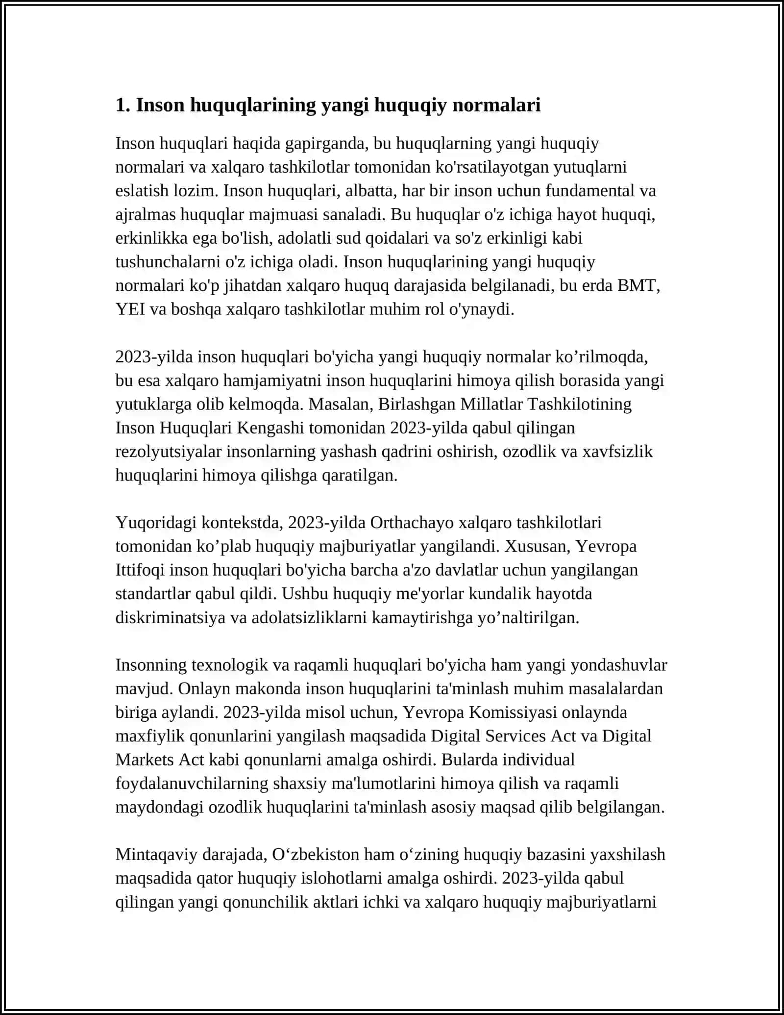 YANGI TAHRIRDAGI KONSTITUTSIYADA INSON HUQUQLARIGA OID YANGI NORMALAR VA ULARNING AHAMIYATI 4