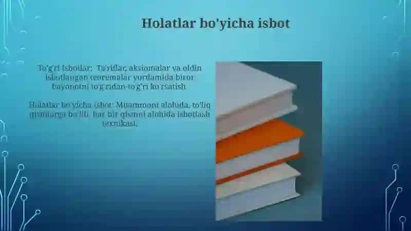 Isbotlar va ta'rifiyatlar 4
