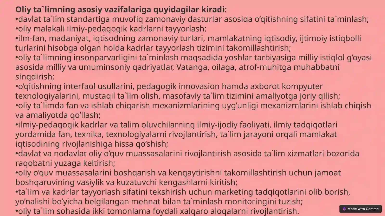 Oliy ta'lim va o'qituvchilar malakasini oshirish 4
