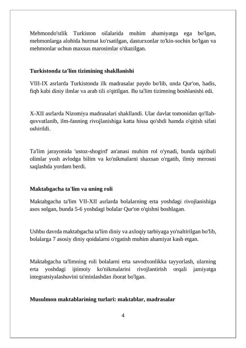 Turkistonda 7-12 asrlarda ijtimoiy hayot maorif tizimi va musulmon maktablarda talim 4