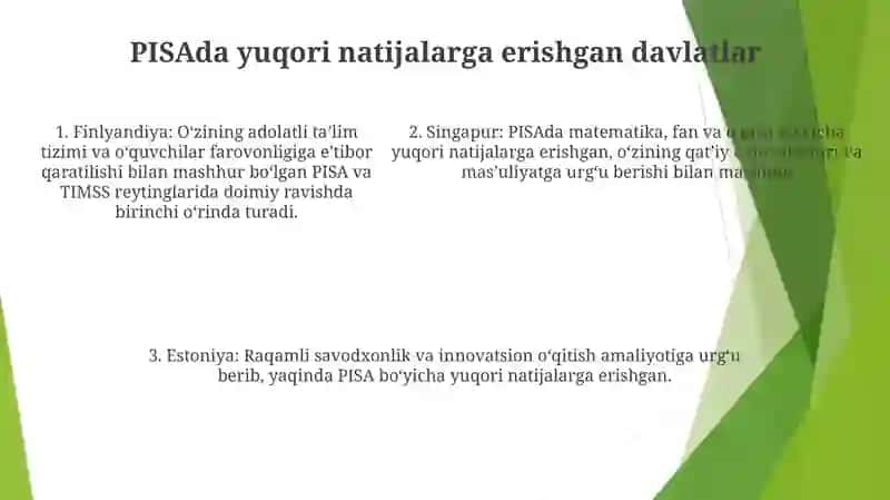 Xalqaro Tadqiqotlar Pisa, Timss Reytinglarida Yuqori O'Rinlarni Egallab Kelayotgan Davlatlar 4