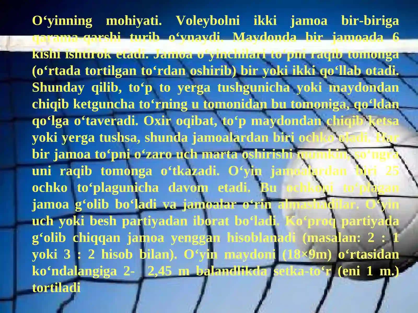 Valeybol; To’pda to’siq qo’yish texnikasini takomillashtirish 4